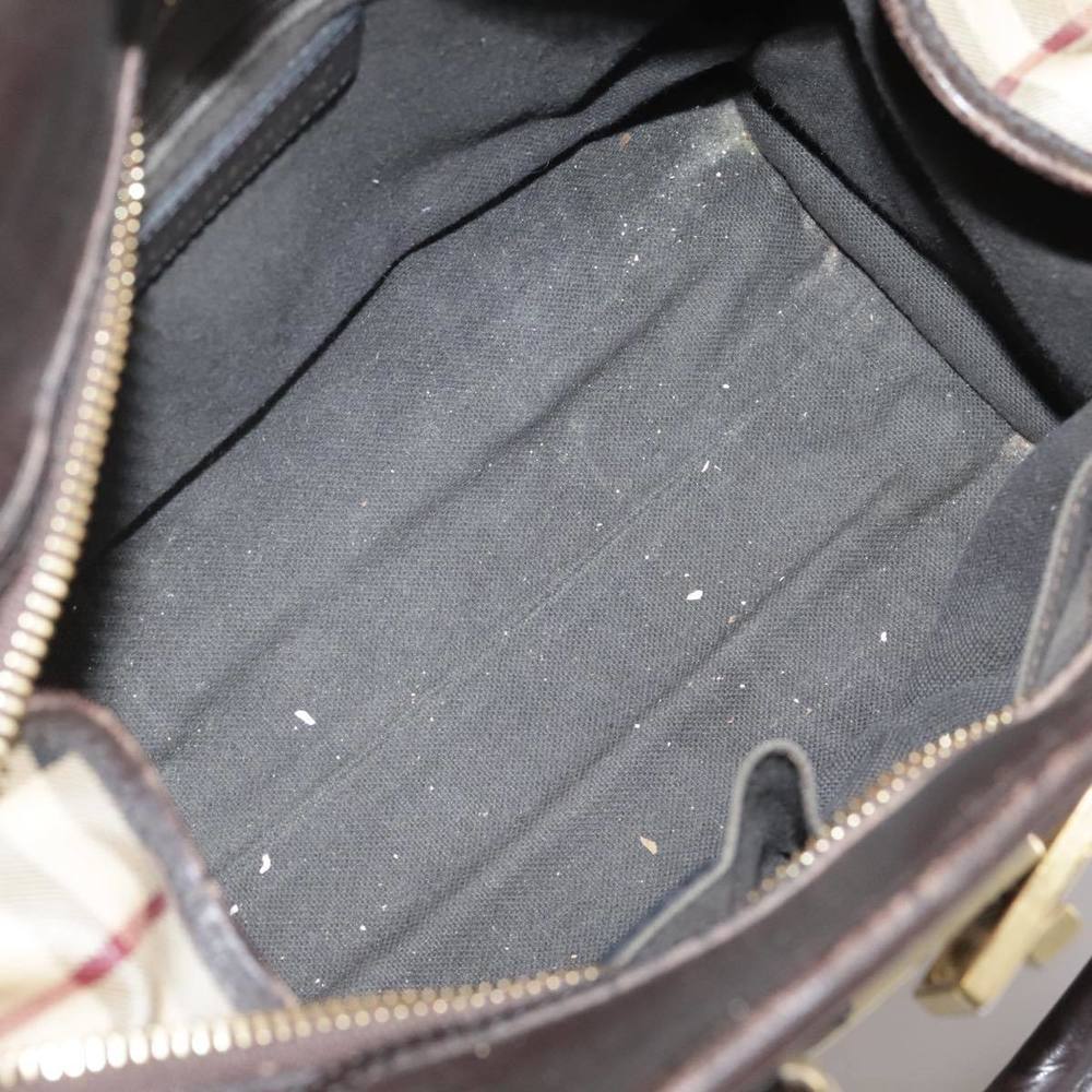 BURBERRY Nova Check Hand Bag PVC Leather 2way Beige Auth 105764 - Picture 11 of 16